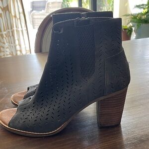 Toms Grey Suede Perforated Ankle Booties